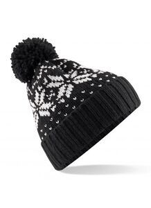 Beechfield B456 - Fair Isle Snowstar Beanie Black/White