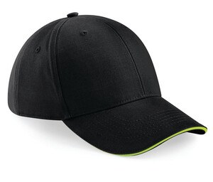 Beechfield BF020 - Athleisure 6 Panel Cap Black/Lime