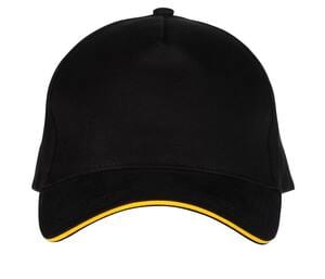 Black&Match BM910 - 100% cotton 5-panel cap Black/Gold