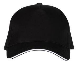 Black&Match BM910 - 100% cotton 5-panel cap Black/White