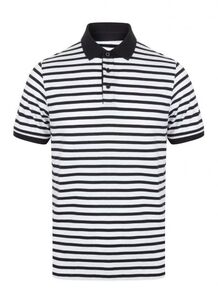 Front Row FR230 - Striped Jersey Polo Shirt White/Navy