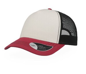 Atlantis AT180 - Cotton Canvas Rapper Cap White / Burgundy / Black