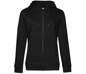 B&C BCW03Q - Zipped Hoodie QUEEN Black Pure