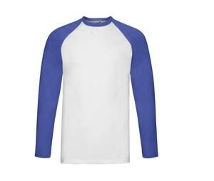 Fruit of the Loom SC238 - Men's 100% cotton long-sleeved t-shirt White / Royal Blue
