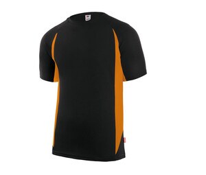 VELILLA V5501 - Two-tone technical T-shirt Black/Fluo Orange