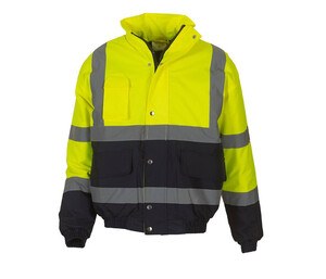 Yoko YK218 - High visibility bomber jacket  Hi Vis Yellow/Navy