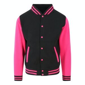 AWDIS JH043 - Baseball sweatshirt Jet Black/ Hot Pink