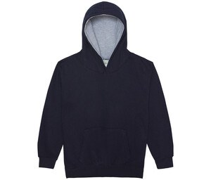 AWDIS JH03J - Children's sweatshirt with contrasting hood New French Navy / Heather Grey
