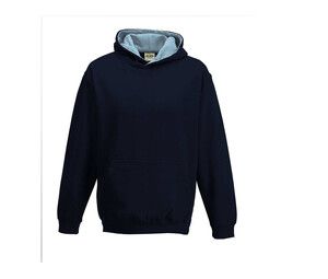 AWDIS JH03J - Children's sweatshirt with contrasting hood New French Navy / Sky Blue