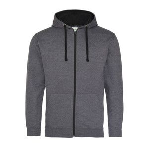 AWDIS JH053 - Contrast zipped hoodie Charcoal/ Jet Black