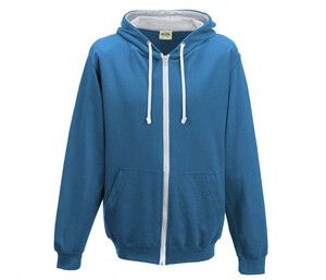 AWDIS JH053 - Contrast zipped hoodie Sapphire Blue / heather Grey