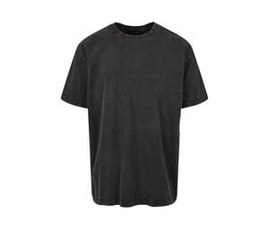 BUILD YOUR BRAND BY189 - ACID WASHED HEAVY OVERSIZE TEE Black