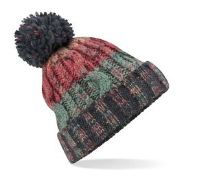 Beechfield BF486 - Corkscrew beanie with pompom Watermelon Breeze